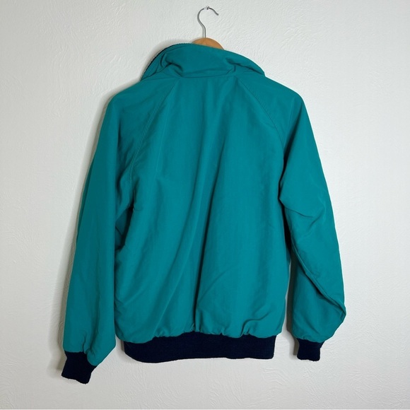 Vintage 90s Lands' End Fleece Lined Jacket Teal Navy Blue Pockets Winter Size L - Picture 15 of 16